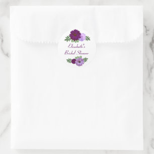 Sticker Rond Mariage Fleur de Pivoine Pourpre