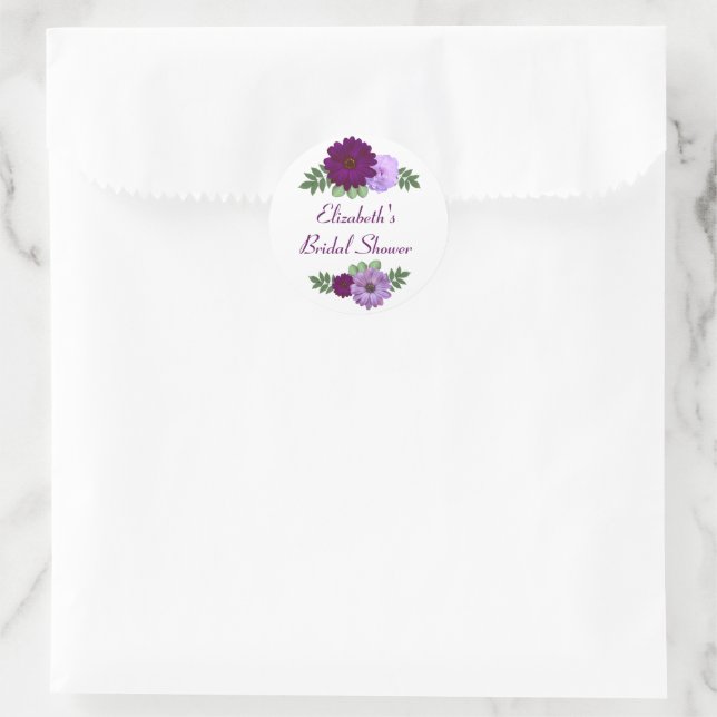 Sticker Rond Mariage Fleur de Pivoine Pourpre (Sac)