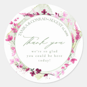 Sticker Rond Mariage fleur sauvage Aquarelle Merci Fsia ID954