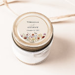 Sticker Rond Mariage Fleur sauvage Boho<br><div class="desc">Notre Sticker rond Boho Fleur sauvage Mariage Classic, personnalisé avec les noms de la mariée et du marié, est la touche finale parfaite pour votre papeterie mariage ou faveurs. Dotés d'un beau design d'herbes séchées rustiques, de feuilles délicats et de fleurs sauvages vintages dans les tons bronze, brun, rouille, terre...</div>