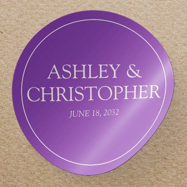 Sticker Rond Mariage Fleur sauvage couleur d'eau violet (Créateur téléchargé)