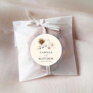 Sticker Rond Mariage Fleur sauvage d'automne