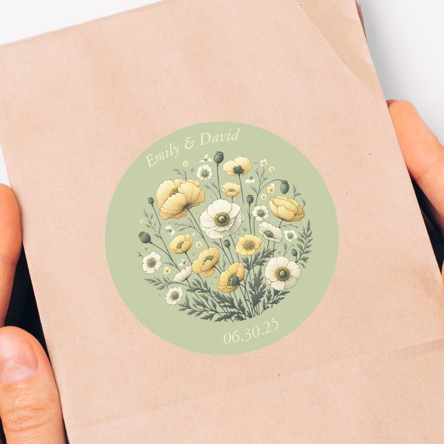 Sticker Rond Mariage Fleur sauvage de la partie Jardin (Créateur téléchargé)