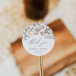 Sticker rond Mariage fleur sauvage Floral Boho Fav