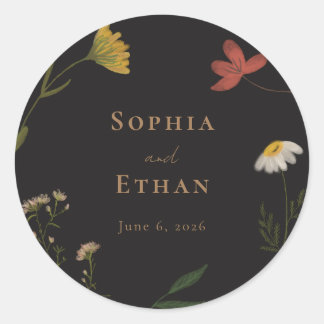 Sticker Rond Mariage Fleur sauvage Leander