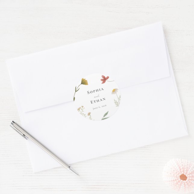 Sticker Rond Mariage Fleur sauvage Leander (Enveloppe)