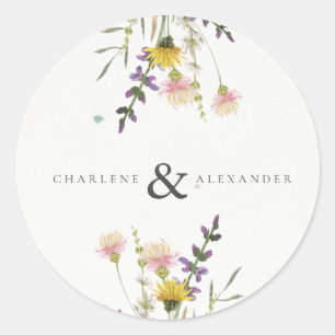 Sticker Rond Mariage fleur sauvage Meadow Garden