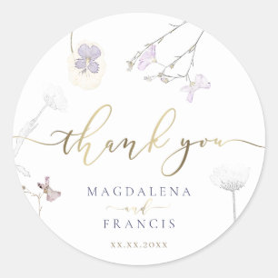 Sticker Rond mariage fleur sauvage merci