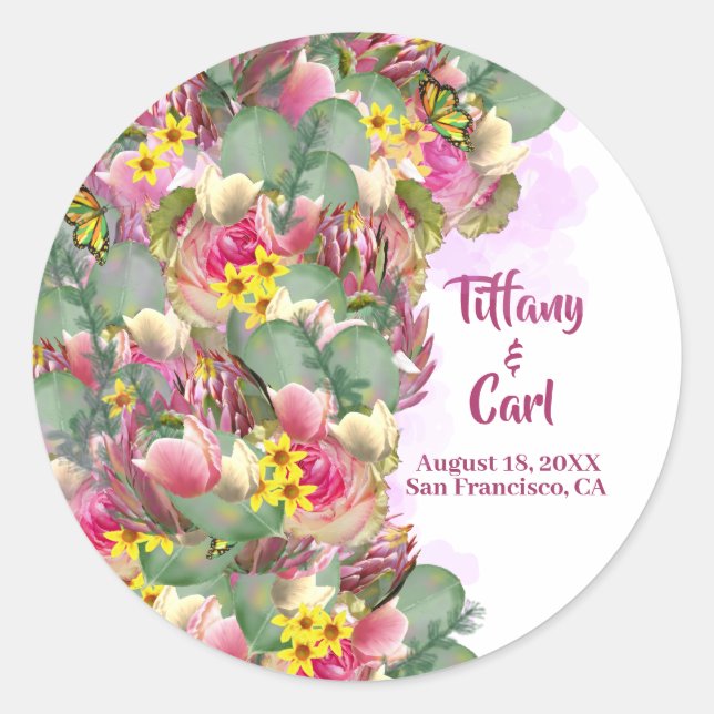 Sticker Rond Mariage Fleur sauvage végétal (Devant)