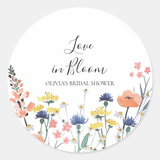 Sticker Rond Mariage fleuri Fête prénuptiale Love in Bloom (Devant)