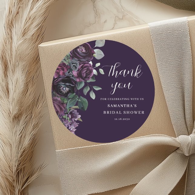 Sticker Rond Mariage Fleuriste Sombre Violet (Créateur téléchargé)