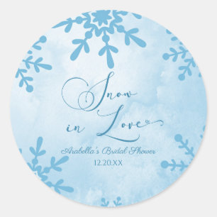 Sticker Rond Mariage Flocons D'Amour Bain De Neige Enterrement 
