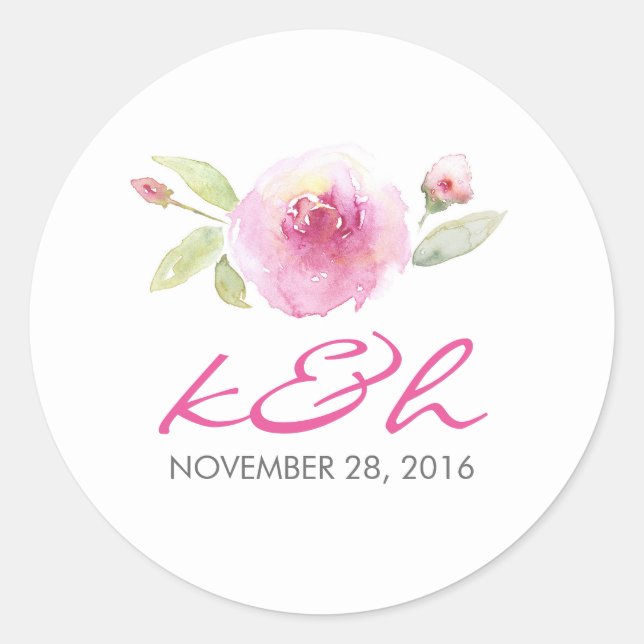 Sticker Rond mariage floral aquarelle (Devant)