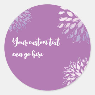 Sticker Rond Mariage Floral Argenté Élégant Moderne Lilas Viole