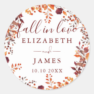 Sticker Rond Mariage Floral Automnal Amour Rustique