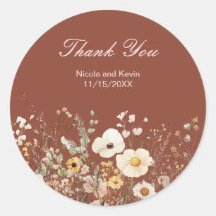 Sticker Rond Mariage Floral Automne Fleur Sauvage