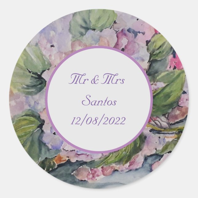 Sticker Rond Mariage Floral avec dire serviettes (Devant)