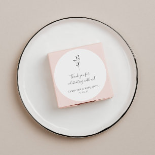 Sticker Rond Mariage floral  blanc Boho Merci personnalisé