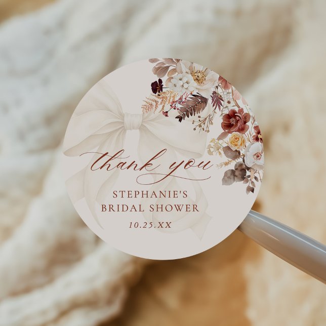 Sticker Rond Mariage Floral Blanc Ruban Mariage Shower (Créateur téléchargé)