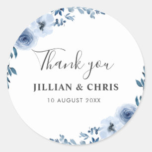 Sticker Rond mariage floral bleu poussiéreux