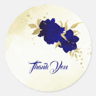 Sticker Rond mariage floral bleu royal