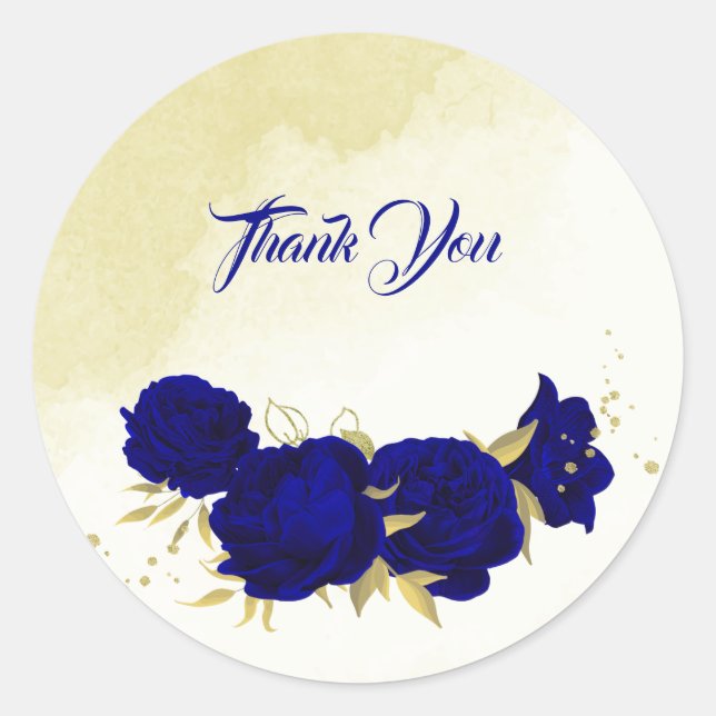 Sticker Rond mariage floral bleu royal (Devant)
