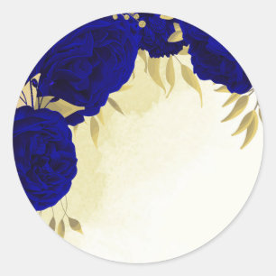 Sticker Rond mariage floral bleu royal