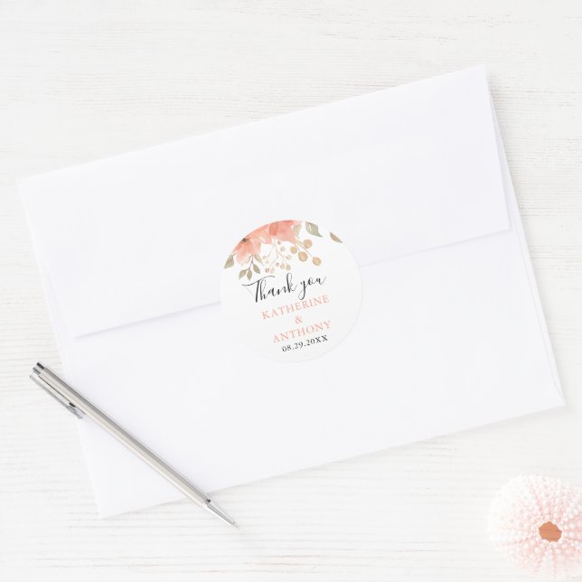 Sticker Rond Mariage floral boho minimal (Enveloppe)
