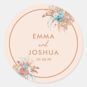 Sticker Rond Mariage floral Brown terrestre moderne