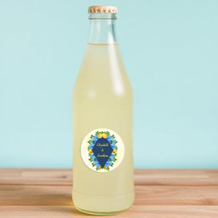 Sticker Rond Mariage Floral Citron Ensoleillé