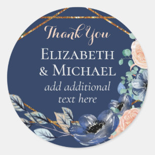 Sticker Rond Mariage floral de la Marine corallienne Favoriser
