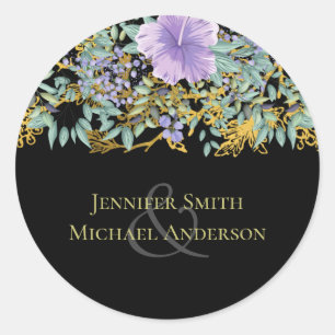 Sticker Rond Mariage floral de lavande violette de budget