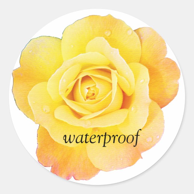 Sticker Rond Mariage floral de rose jaune Splash imperméable (Devant)