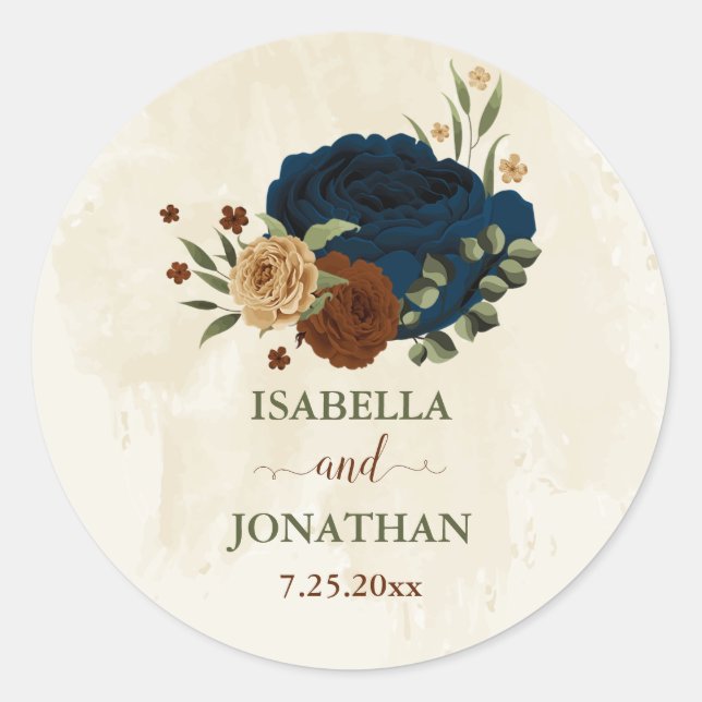 Sticker Rond mariage floral de terre cuite (Devant)