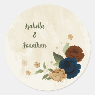 Sticker Rond mariage floral de terre cuite
