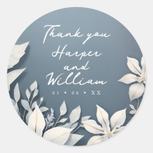 Sticker Rond Mariage floral d'hiver merci