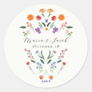 Sticker Rond Mariage floral du jardin secret