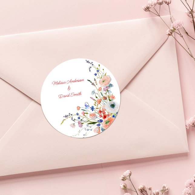 Sticker Rond Mariage Floral Élégant (Créateur téléchargé)