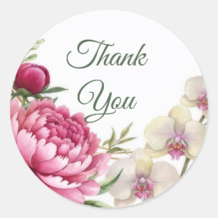 Sticker Rond Mariage Floral Glam Jardin Pivoine & Orchidée 