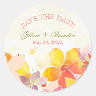 Sticker Rond Mariage floral hawaïen d'Hawaii Enregistrer la dat