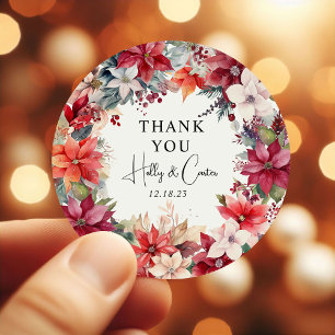Sticker Rond Mariage Floral hivernal de Noël