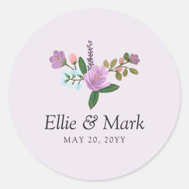 Sticker Rond Mariage floral légèrement golégèrement (Devant)