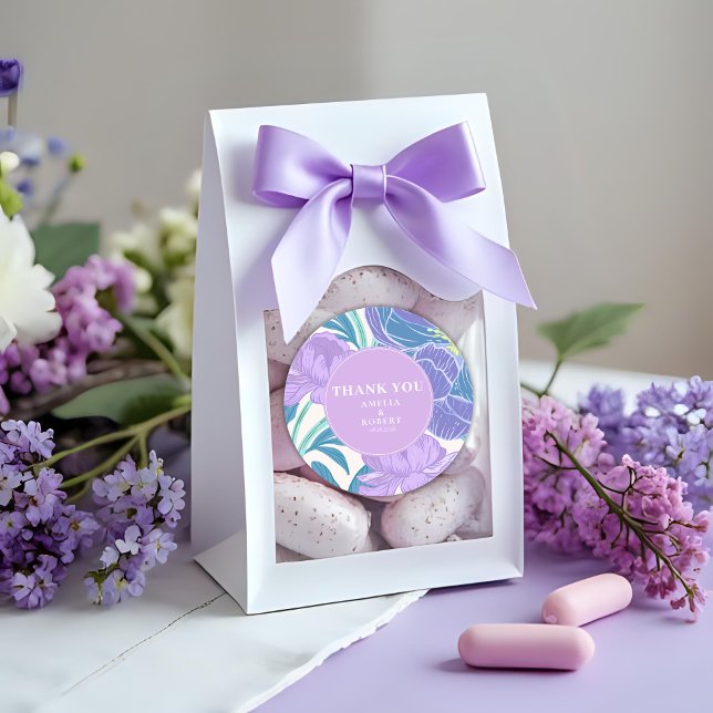 Sticker Rond Mariage floral Lilac et Purple Pastel (Créateur téléchargé)