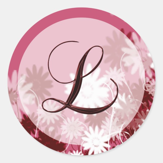 Sticker Rond Mariage floral lunaire Monogramme L Enveloppe Scea (Devant)