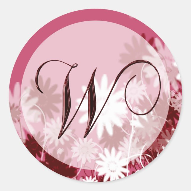 Sticker Rond Mariage floral lunaire Monogramme W Enveloppe Scea (Devant)