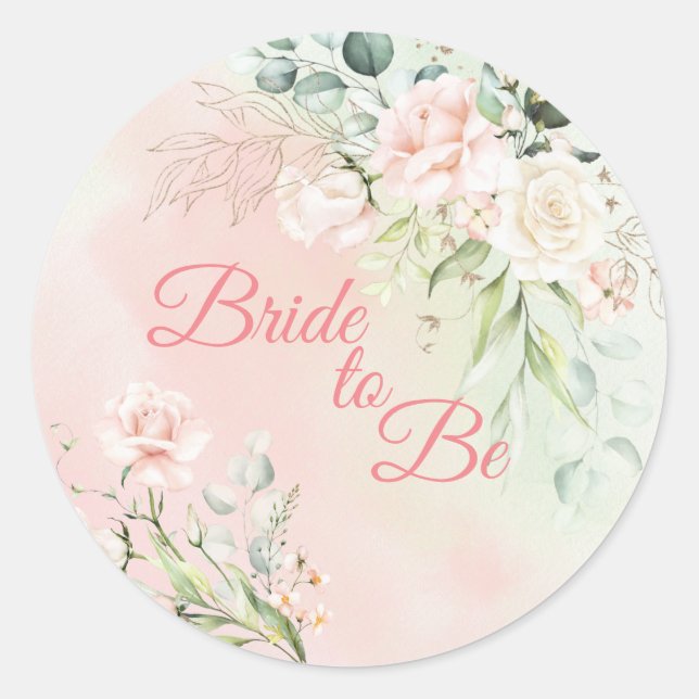 Sticker Rond Mariage Floral Mariée pour être élégant Script ros (Devant)
