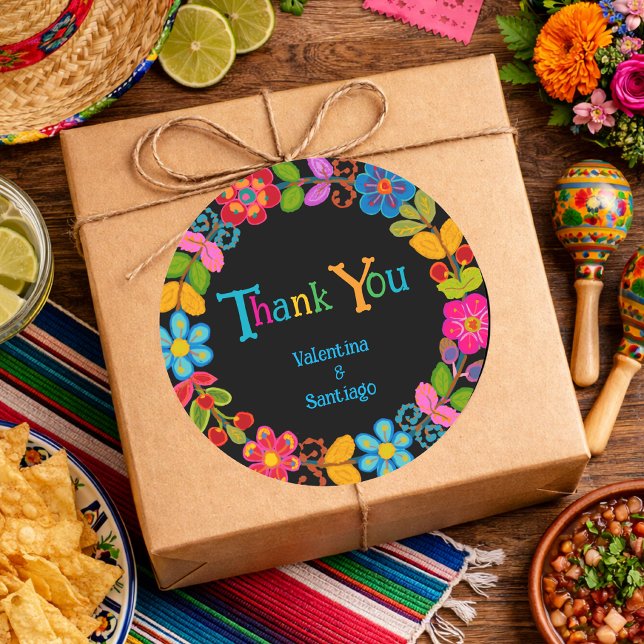 Sticker Rond Mariage floral mexicain moderne (Créateur téléchargé)