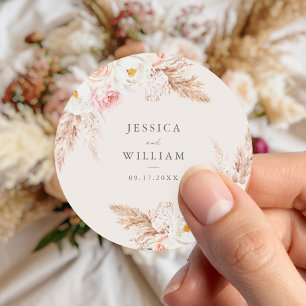 Sticker Rond Mariage floral minimaliste Boho Fall