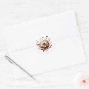 Sticker Rond Mariage Floral Mousse au Chocolat