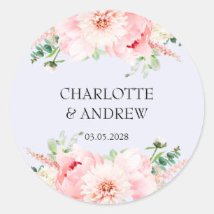 Sticker Rond mariage floral personnalisé